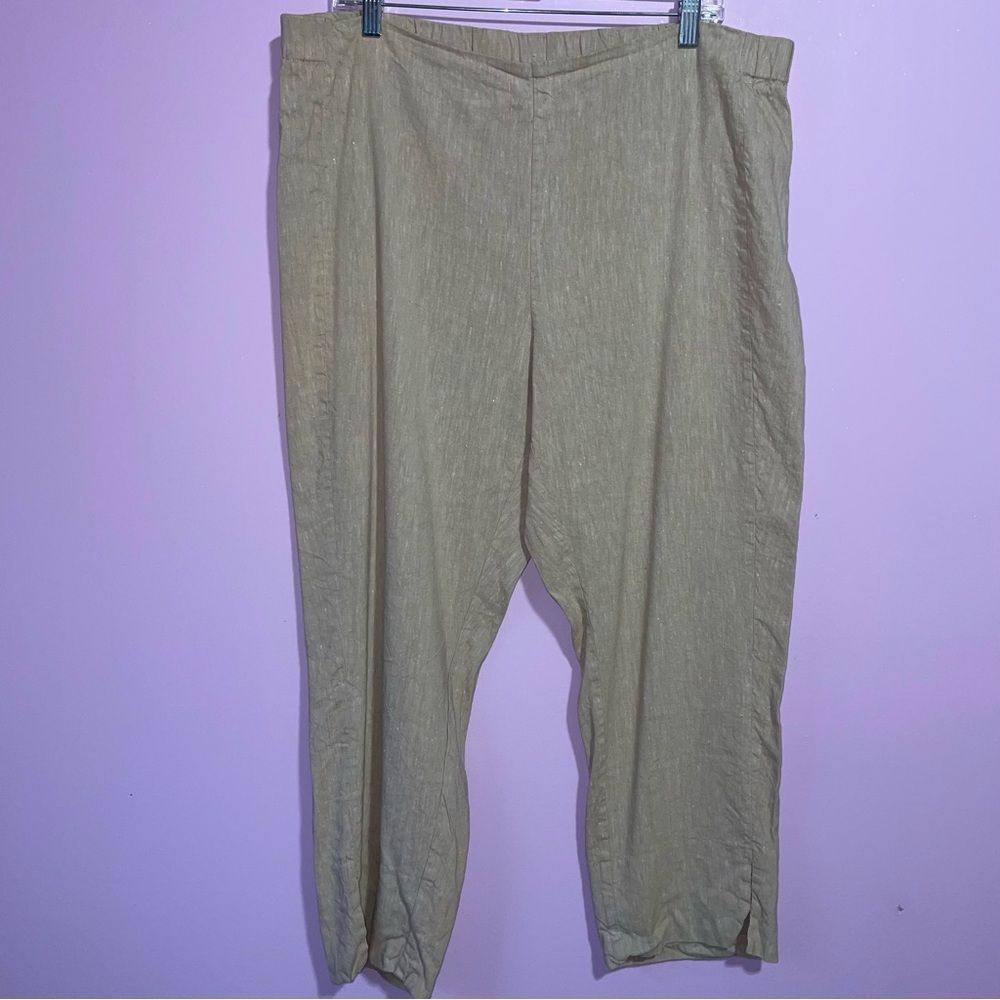 J Jill Pants Luxe Linen-Stretch Straight-Leg Crop Women Size XL Neutral Office